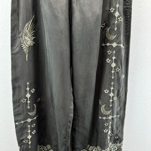NWT Odd Molly Embroidered Pull On Wide Leg Pants Grey 1 or small - Picture 4 of 14